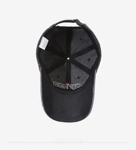 Detail view of the 100% cotton inner lining and stitching of the vintage baseball cap