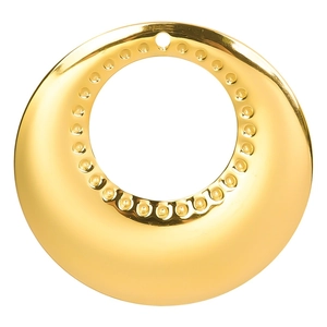 Polished 18k gold plated stainless steel large circle pendant with beaded inner rim detail