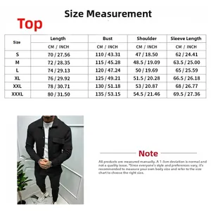 Size chart showing S to 3XL measurements for this heavy twill men's casual shirt jacket
