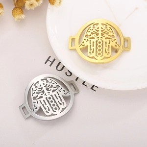 Minimalist gold and silver Hamsa Hand hollow jewelry connectors for DIY bracelets