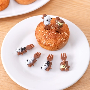 Japanese style animal fruit picks with panda and monkey shapes for kids bento