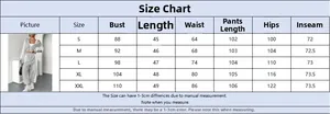 Size guide table for casual contrast long sleeve hoodie and high waist sweatpants set