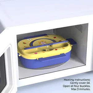316 Stainless steel insulated cartoon bento box for kids inside a microwave oven