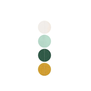 Green and gold glitter paper circle garland for party and wedding decoration