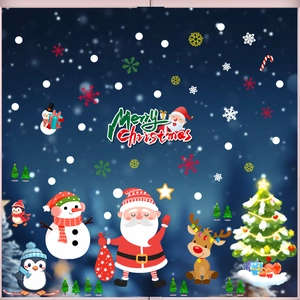 Festive Christmas static window stickers featuring Santa Claus, snowman and reindeer motifs