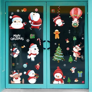 Christmas window static stickers set featuring Santa, Reindeer and Snowman patterns