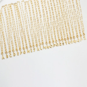 Personalized 18K gold plated paperclip chain necklaces with 26 English letter pendants