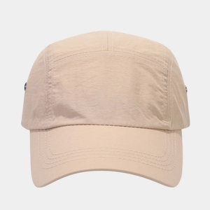Quick-dry 5-panel camper hat in khaki with side ventilation holes and a flat brim