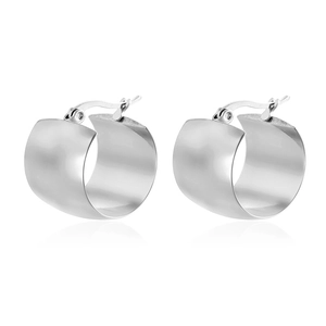 Boucles d'oreilles créoles larges en acier inoxydable argenté poli pour femme