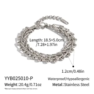 Detailed size chart for waterproof stainless steel geometric chain bracelet and necklace