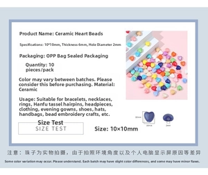 Macro view of 10x10mm candy-colored ceramic heart beads for DIY jewelry making