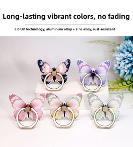 Detailed view of colorful butterfly phone ring stands made of durable zinc alloy