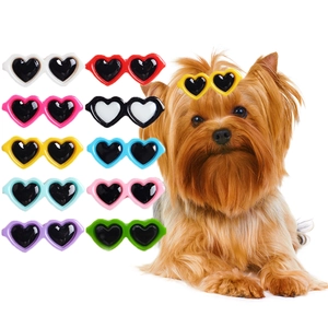 Heart Shaped Sunglasses Hair Pins Plastic Cute Mini Pet Hair Clips For Small Dogs Cats Grooming Accessories