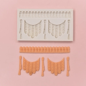 Palace Curtain Fringe Swag Silicone Mold Royal Style Tassel Cake Border Fondant Decorating Baking Tool Clay Soap Making