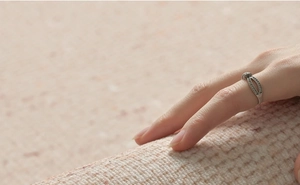 Close-up detail of the durable waterproof texture of this modern minimalist living room rug
