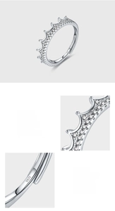 Detailed view of S925 sterling silver crown ring with 5A grade zircon micro-pave setting