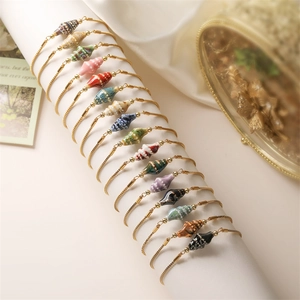 Conch Seashell Bracelet Stainless Steel Box Chain Adjustable Slider Bohemian Beach Style Fashion Jewelry For Women