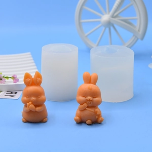 Kit de moules en silicone pour savon et bougie en forme de lapin 3D mignon