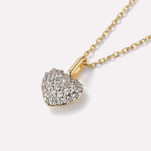 Elegant gold-plated heart pendant necklace with shimmering crystal pavé setting for women