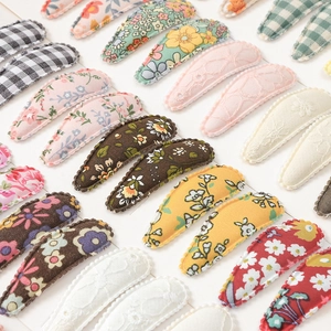 Bunte Stoff-Haarspangen mit Blumenmuster und Karos für Mädchen und Damen im Wassertropfen-Stil