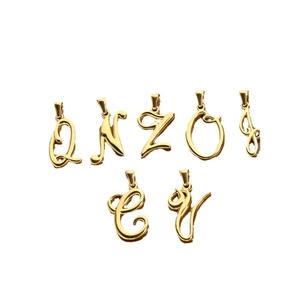 Minimalist 18K gold plated stainless steel cursive initial alphabet letter pendants