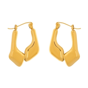 Minimalist gold irregular geometric chunky hoop earrings with polished metallic finish