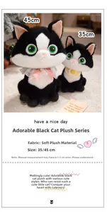 Detail view of two plush kittens with lace bibs in 35cm and 45cm sizes for gifts