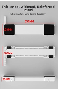 Detailed dimensions of the white reinforced washing machine base panel with dimensions