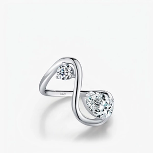 925 Sterling Silver Ring For Women Shiny Pear Round Zircon S Shaped Wave Double Stone Minimalist Elegant Jewelry Gift