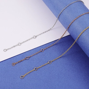 Polished stainless steel extender chains in silver, rose gold, and gold for DIY jewelry