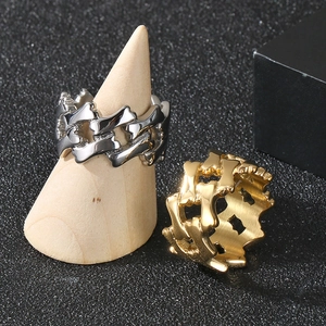 Anelli a catena in acciaio inossidabile a forma di osso in oro e argento opaco