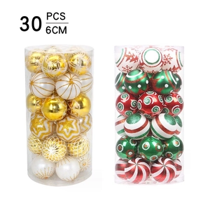 Christmas Tree Ball Ornaments Plastic Electroplated Hand Painted Festive Hanging Decorations Glittery Patterned Holiday Decor