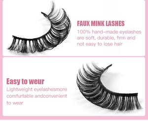 Detailed macro view of soft, handmade faux mink eyelashes with durable black fibers
