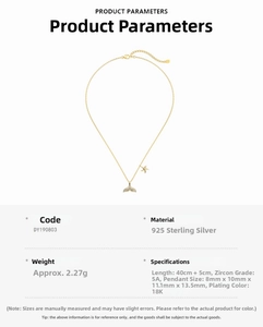 Detailed specs of S925 sterling silver mermaid tail necklace with 5A cubic zirconia