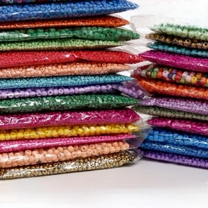 Assorted 42 colors of 200g DIY glass seed beads packed in transparent storage bags