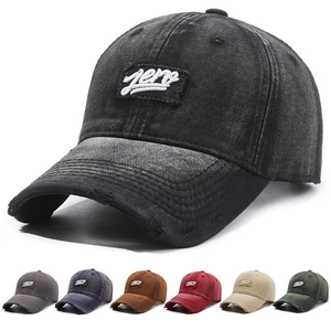Baseball Cap Washed Distressed Cotton Hat Letter Embroidered Adjustable Retro Streetwear Sunshade For Men Women