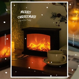 Vintage mini LED fireplace lantern with dynamic flame effect for Christmas home decor