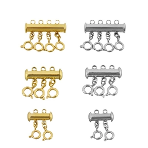 Stainless steel 2, 3, and 4-strand necklace slide clasps in gold and silver finishes