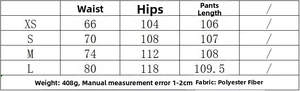 Detailed size chart for women casual shirt and pants set including waist and hip measurements