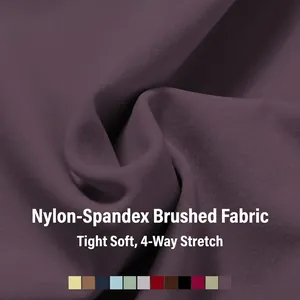 Long sleeve yoga top in brushed mulberry purple fabric with four-way stretch texture