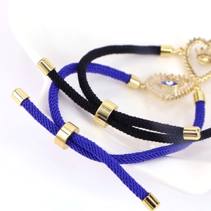 Adjustable evil eye heart bracelets with braided cord and sparkling cubic zirconia