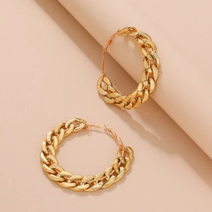 Boucles d'oreilles créoles dorées à maillons épais style punk géométrique
