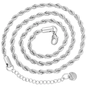 Polished silver stainless steel twist chain necklace with lobster clasp for women