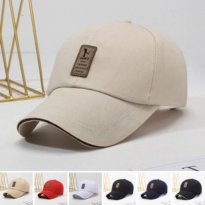 Baseball Cap Cotton Canvas Adjustable Outdoor Sunshade Casual Sport Hat With Leather Patch For Men Women