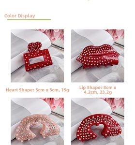 Spécifications de taille pour pinces à cheveux en acétate avec motifs cœur et strass