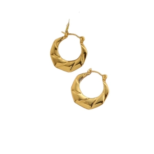 Exquisite 18K gold plated stainless steel stud earrings with geometric twisted facets