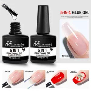 Detailed macro views of 5-in-1 multi-functional nail gel for base and top coat