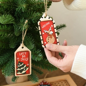 Ornements de Noël en bois peints vintage avec renne et sapin pour décoration de sapin