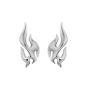 Polished stainless steel flame tassel earrings with a sleek mirror finish design