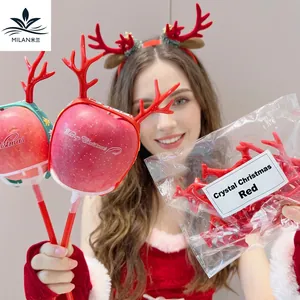 Christmas reindeer antler fruit picks in red plastic for DIY festive bouquet decoration